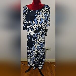 Chetta B Black and Blue Floral Dress